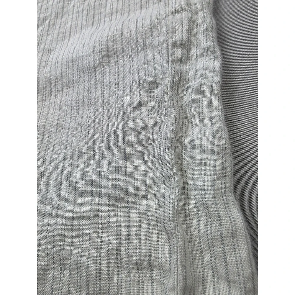 Banana Republic Pinstripe Linen Skirt White Gray Front Split Size 12